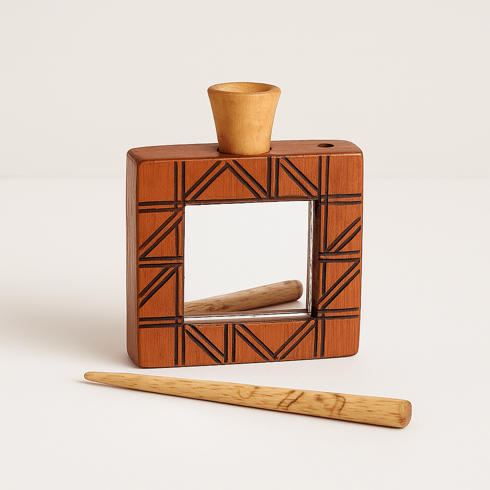 Boîte à Khôl Artisanale en Bois – Miroir Intégré | Ithmid