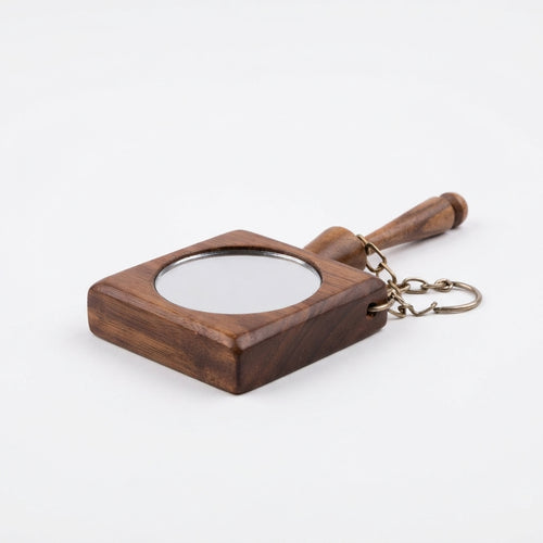 Boite à khôl artisanale rectangulaire avec miroir rond et chaîne métallique