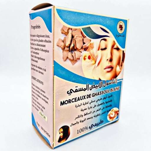 Ghassoul blanc en morceaux du Maroc 150g – Soin Éclat Visage & Corps