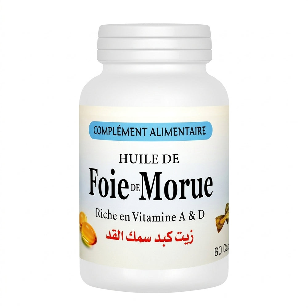 Huile de Foie de Morue 60 Capsules – Oméga-3, Vitamines A & D