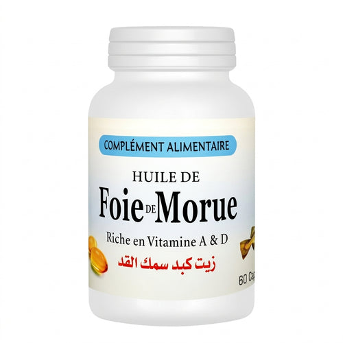 Huile de Foie de Morue 60 Capsules – Oméga-3, Vitamines A & D