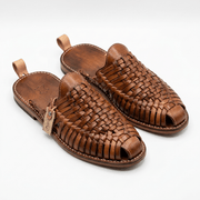 Babouche Belgha en Cuir Marocaine Marron et Marron Foncé - YaMiriam