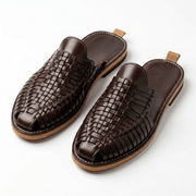 Babouche Belgha en Cuir Marocaine Marron et Marron Foncé - YaMiriam