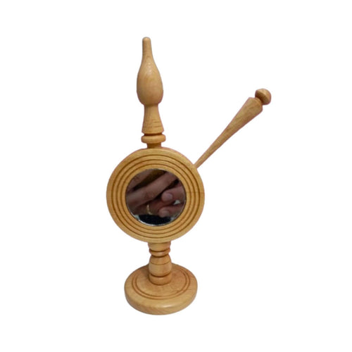 Boite à khôl artisanal forme ronde avec miroir | Applicateur de khôl en bois