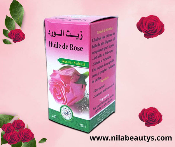 Huile de rose végétale du Maroc 30ml | 100% naturelle | Anti-âge | anti-rides - nilabeautys.com
