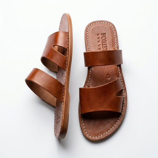 Mules à Double Bride en Cuir Marron pour Femme - Chic d'Été - YaMiriam