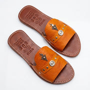 Mules en Cuir Caramel Fauve - Artisanat Cuir Idrissi - YaMiriam