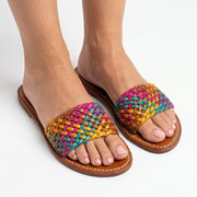Mules en Cuir Tressé Multicolore pour Femme - Style Boho Chic - YaMiriam