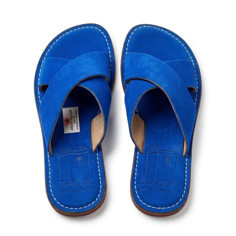 Mules en Daim Bleu Majorelle "Ssaquie" - Confort Soft - YaMiriam