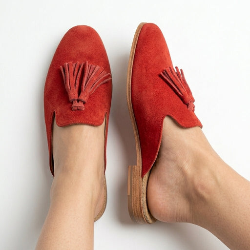 Mules Fermées en Daim Rouge pour Femme - Chic & Citadin - YaMiriam