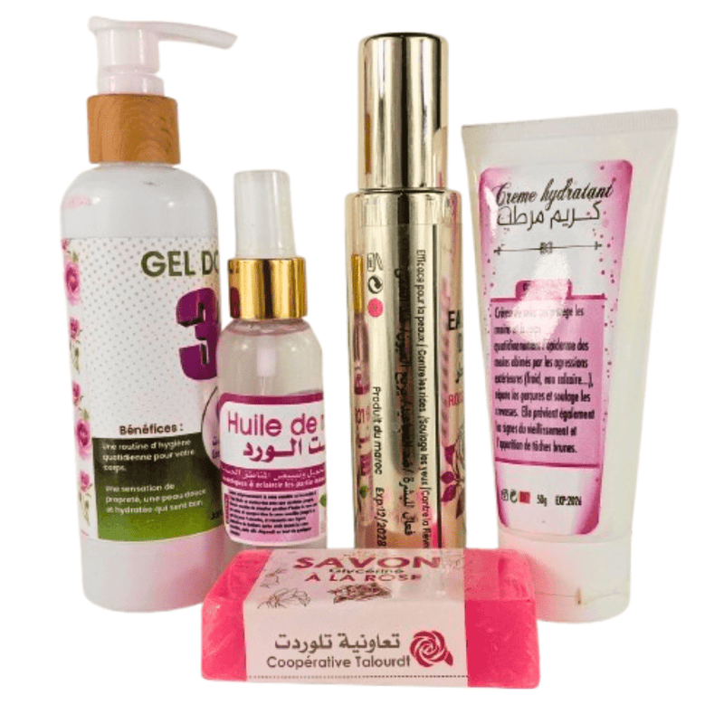 Pack Rose du Maroc Vallée de M'Gouna - 5 Produits Naturels - nilabeautys.com