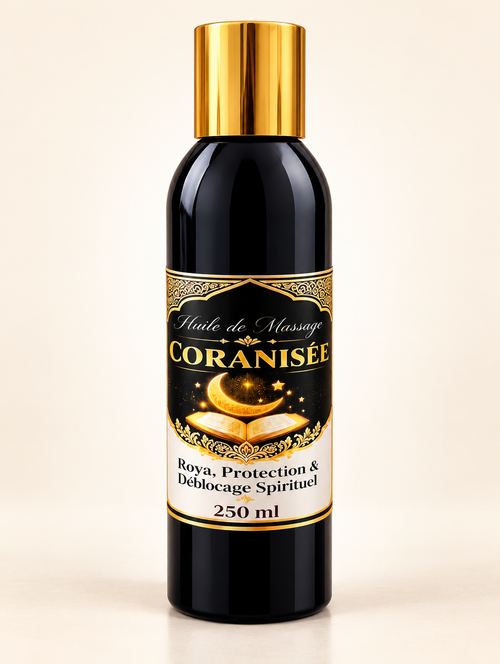 Aceite de masaje coranizado 150 ml – Roqya, protección y desbloqueo espiritual