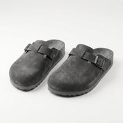 Sabots en Daim Gris Anthracite pour Femme - Confort Urbain - YaMiriam