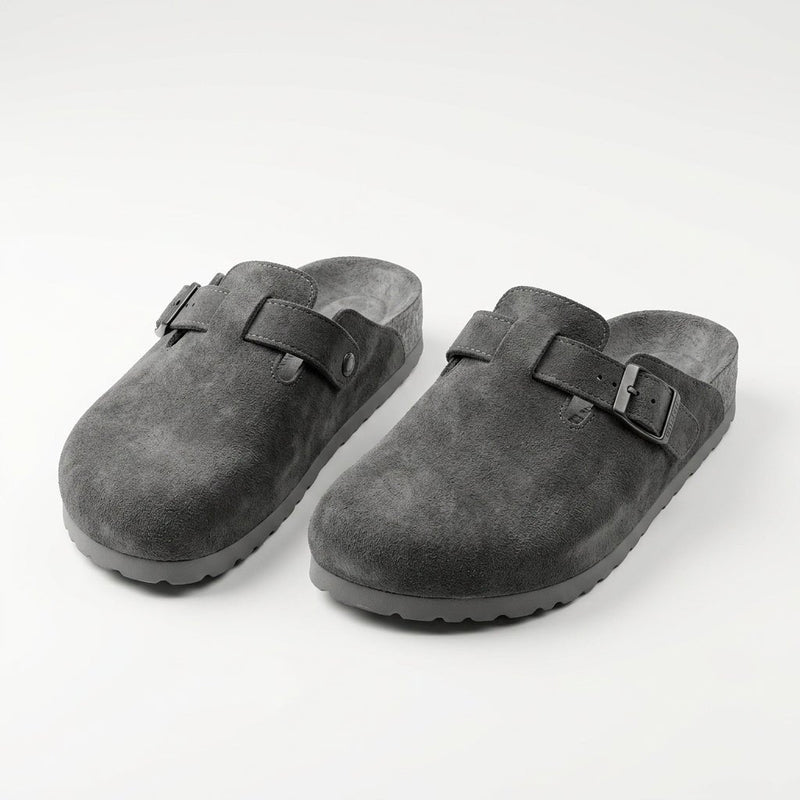 Sabots en Daim Gris Anthracite pour Femme - Confort Urbain - YaMiriam