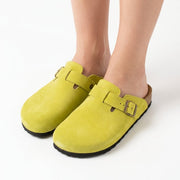 Sabots en Daim Jaune Lime pour Femme - Style Estival Éclatant - YaMiriam