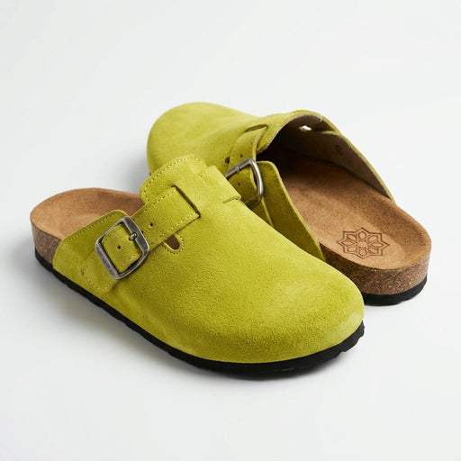Sabots en Daim Jaune Lime pour Femme - Style Estival Éclatant - YaMiriam