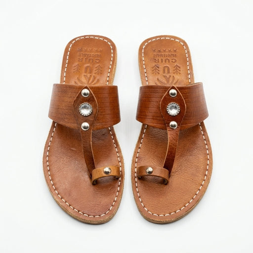 Sandales Berbères en Cuir avec Bague d'Orteil - Style Ethnique - YaMiriam