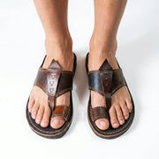 Sandales Berbères en Cuir Marron Patiné - Fait Main - YaMiriam