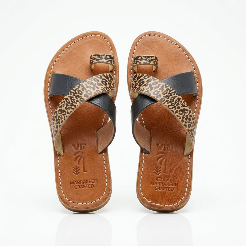 Sandales Berbères Léopard en Cuir pour Femme - Style Chic - YaMiriam