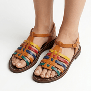 Sandales Cage Multicolores en Cuir pour Femme - Style Huarache Fait Main - YaMiriam