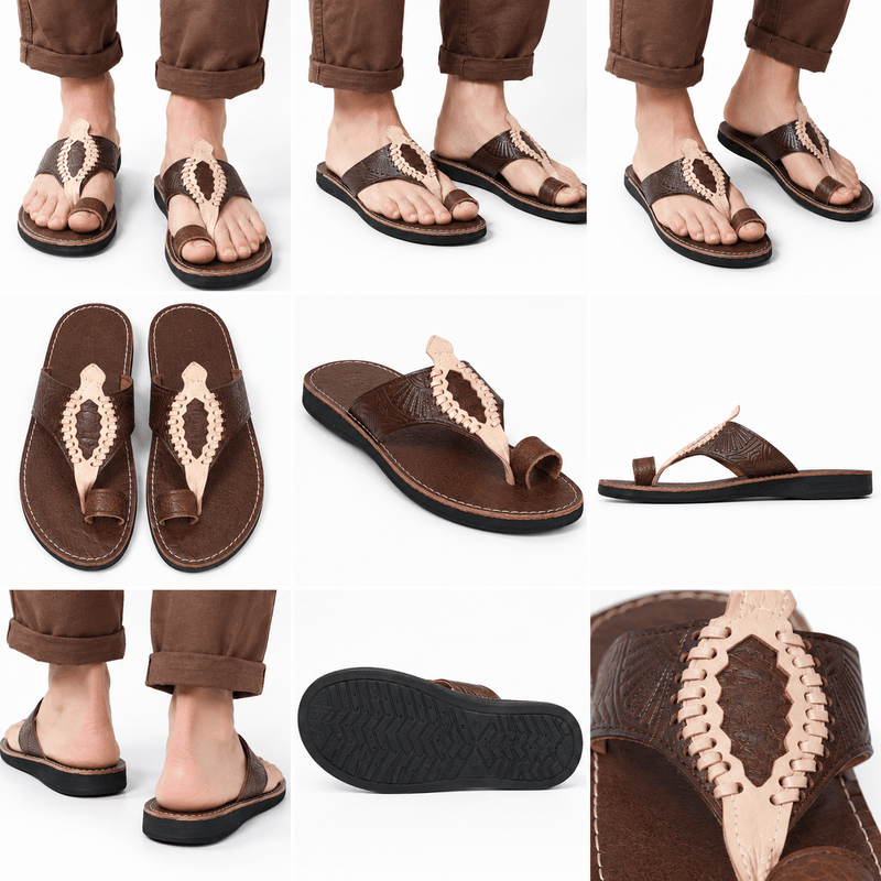 Sandales Homme en Cuir Véritable Pleine Fleur | Sandales Artisanales Marocaines Fait Main | Confort Été – Yamiriam - YaMiriam