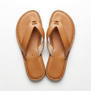 Sandales Marocaines à Entredoigt en Cuir - Marron Clair - YaMiriam