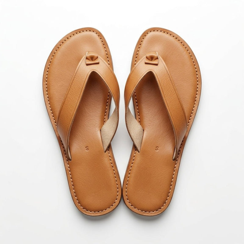 Sandales Marocaines à Entredoigt en Cuir - Marron Clair - YaMiriam
