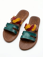 Sandales Marocaines en Cuir Multicolore pour Femme - Fait Main - YaMiriam