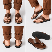 Sandales marocaines homme en cuir marron – Babouches ouvertes avec entre-doigt - YaMiriam