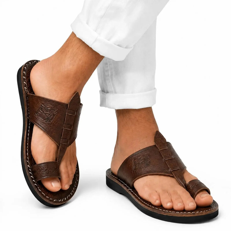 Sandales marocaine homme cuir marron – ouvertes entre-doigt