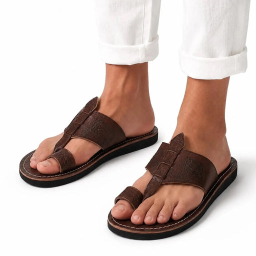 Sandales marocaine homme cuir marron – ouvertes entre-doigt