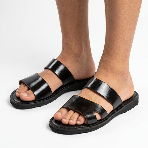 Sandales Minimalistes en Cuir Noir – L'Élégance Intemporelle du Fait Main - YaMiriam