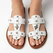 Sandales Spartiates en Cuir Blanc pour Femme - Style Boho Chic - YaMiriam