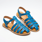 SANDALES STYLE PLAGE EN CUIR - Bleu - YaMiriam