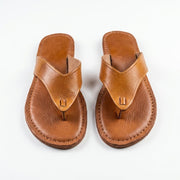 Sandales Tongs en Cuir Fauve pour Femme - Style Épuré - YaMiriam