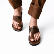 Sandals Homme en Cuir Véritable – Fabriquées à la Main à Fès, Maroc | Sandales Artisanales Confortables en Cuir Pleine Fleur | Cadeau Homme - YaMiriam