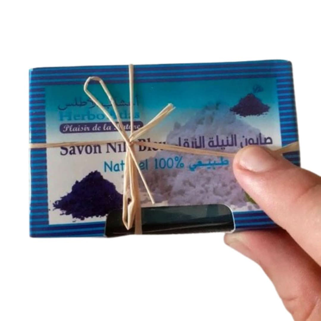 Savon Exfoliant Nila Bleu Du Maroc - Poudre De Nila, 155g, Parfum Floral, Pour Visage Et Corps
