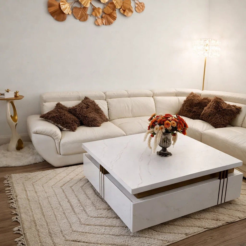 Tapis Berbère Blanc Beni Mellal 210x150cm - Laine Fait Main - Motifs Géométriques - nilabeautys.com