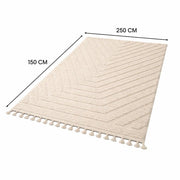 Tapis Berbère Blanc Beni Mellal 210x150cm - Laine Fait Main - Motifs Géométriques - nilabeautys.com