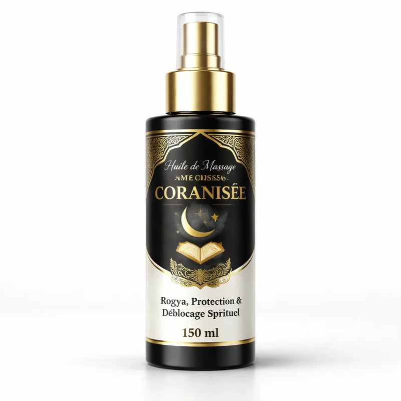 Huile de Massage Coranisée 150 ml – Roqya, Protection & Déblocage Spirituel