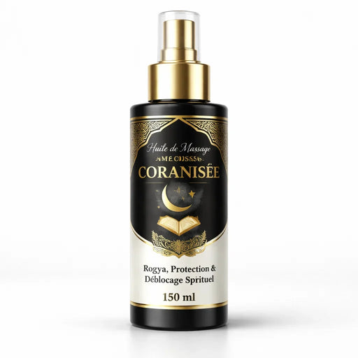 Huile de Massage Coranisée 150 ml – Roqya, Protection & Déblocage Spirituel